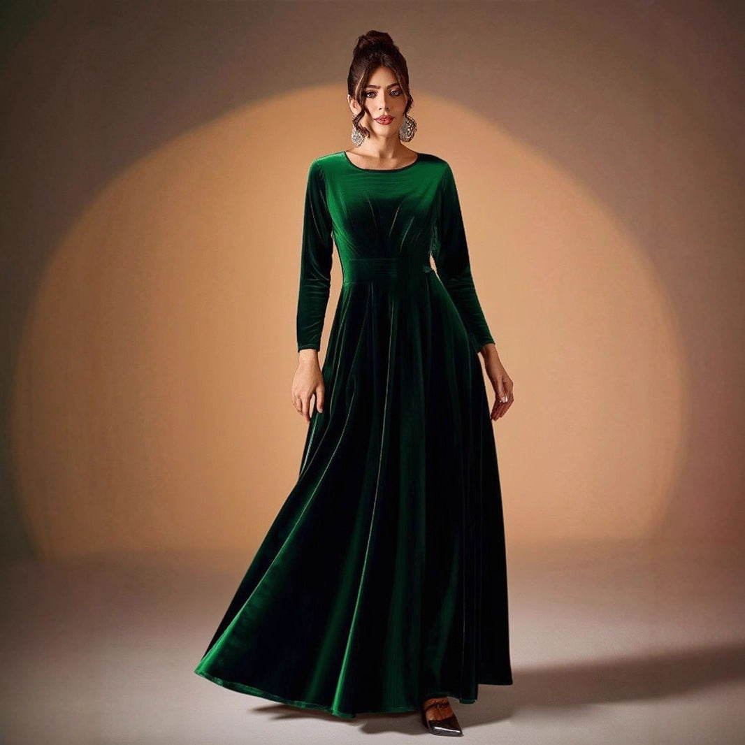 Tilda | Maxikleid aus Samt mit langen Ärmeln