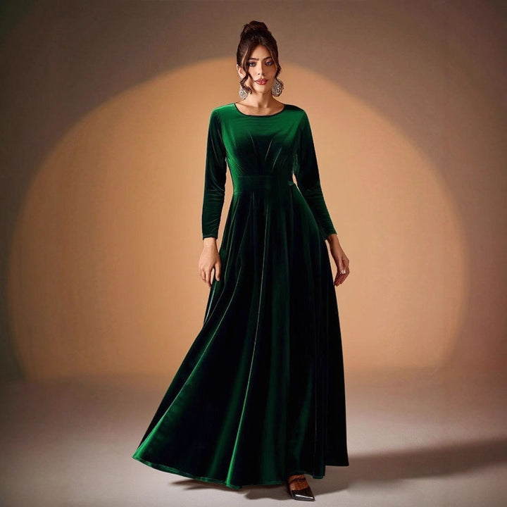 Tilda | Maxikleid aus Samt mit langen Ärmeln