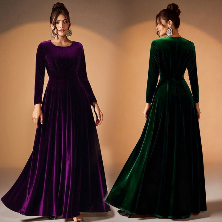 Tilda | Maxikleid aus Samt mit langen Ärmeln