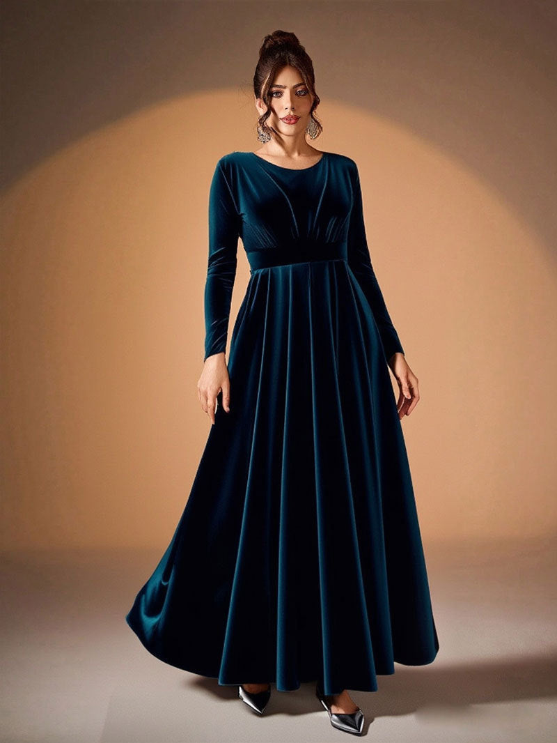 Tilda | Maxi Kleid aus Samt mit langen Ärmeln