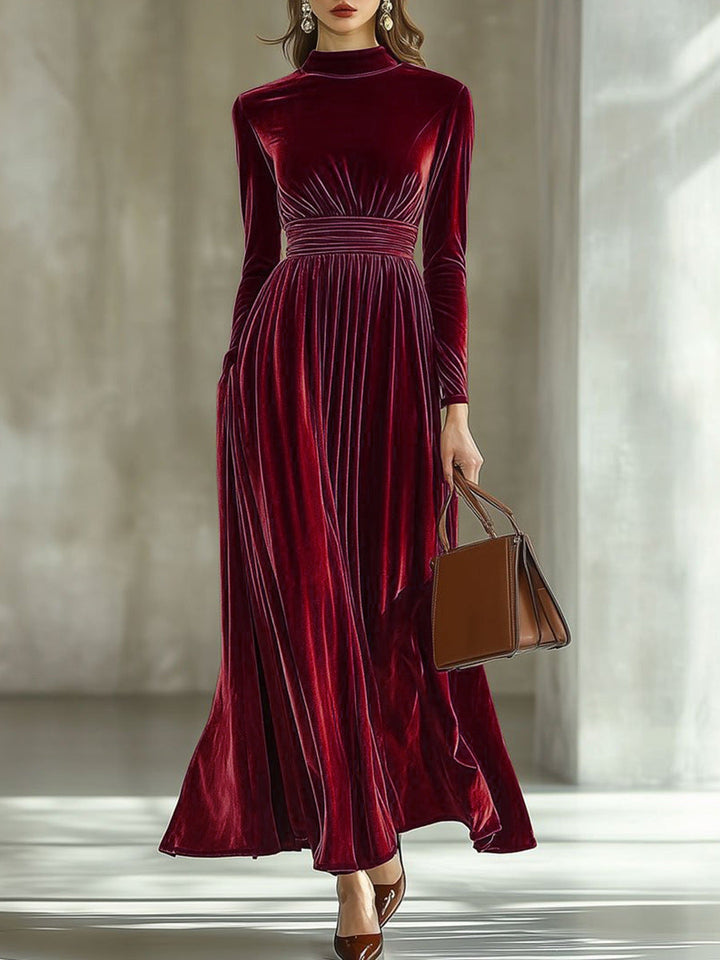 Mariska | Maxikleid aus Plissé-Velours