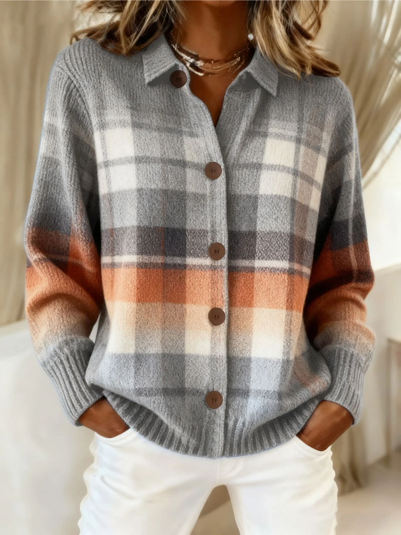 Theresa | Warme Ombré-Karostrickjacke
