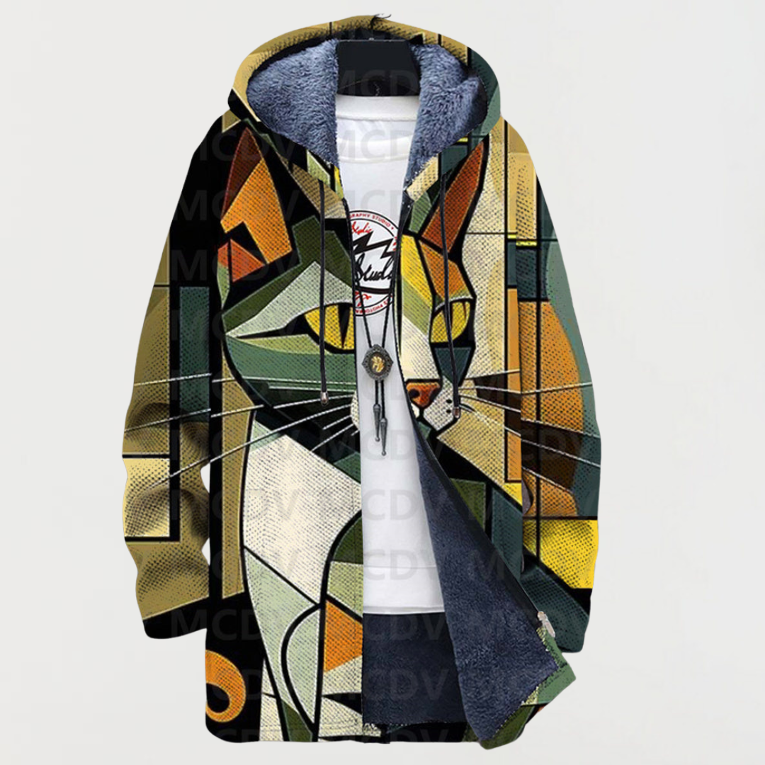Brigitte | Jacke mit geometrischem Katzenmuster