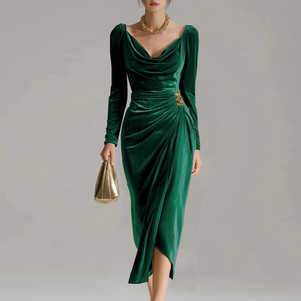 Sandra | Elegantes Midi-Kleid aus Samt