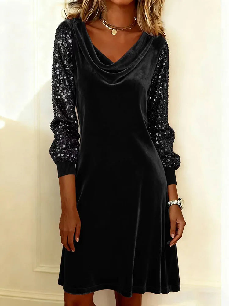 Sophie | Glänzendes Samtärmel Kleid