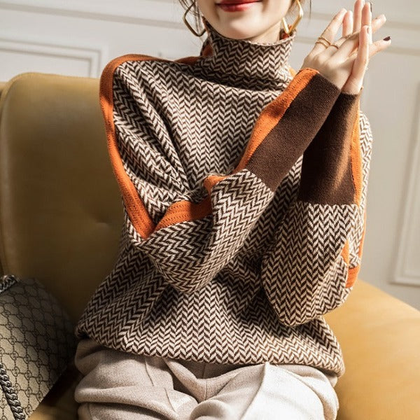 Famke | Luxe Rollkragenpullover in Chevron