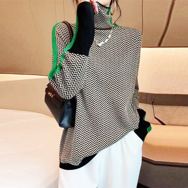 Famke | Luxe Rollkragen in Chevron