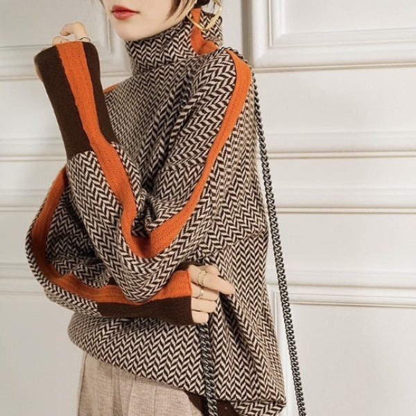 Famke | Luxe Rollkragen in Chevron