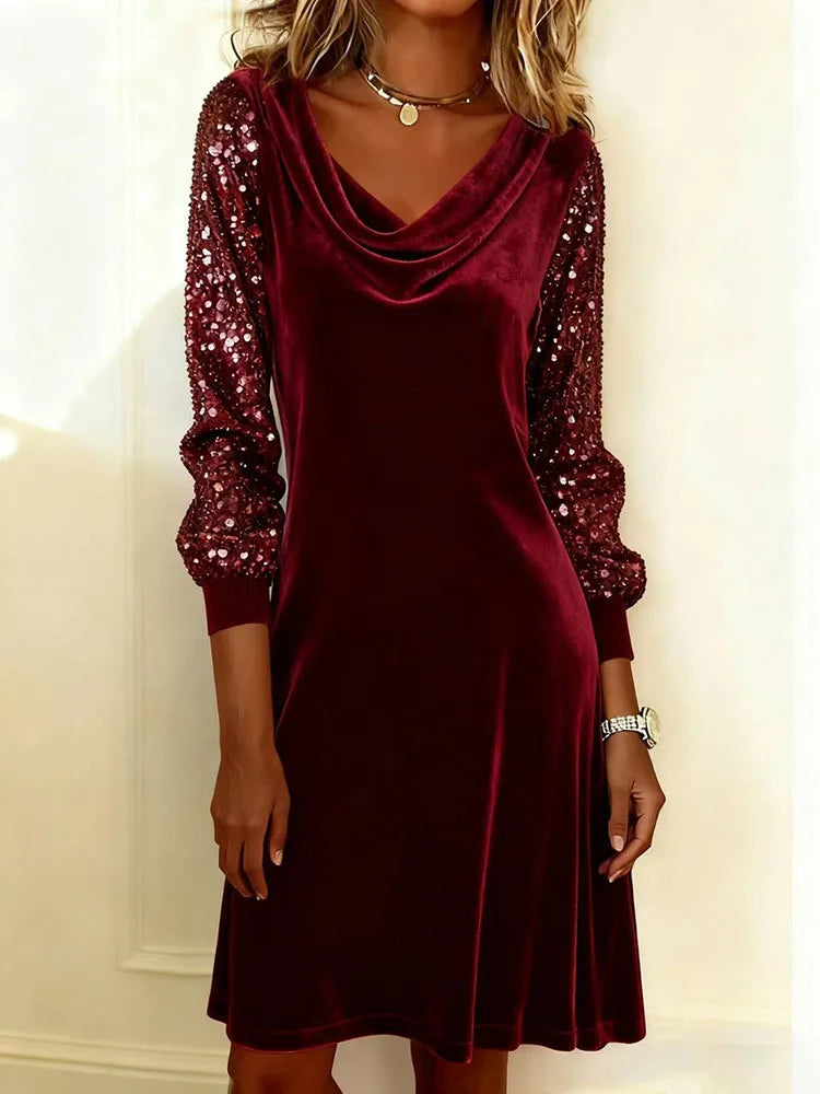 Sophie | Glänzendes Samtärmel Kleid