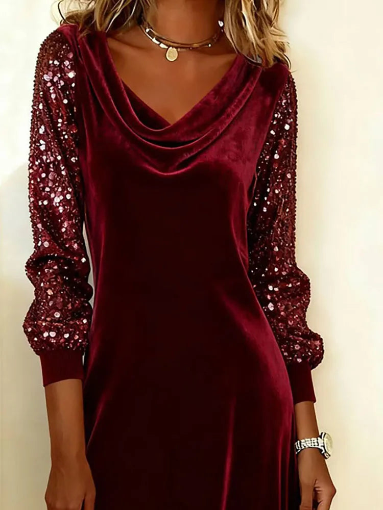 Sophie | Glänzendes Samtärmel Kleid