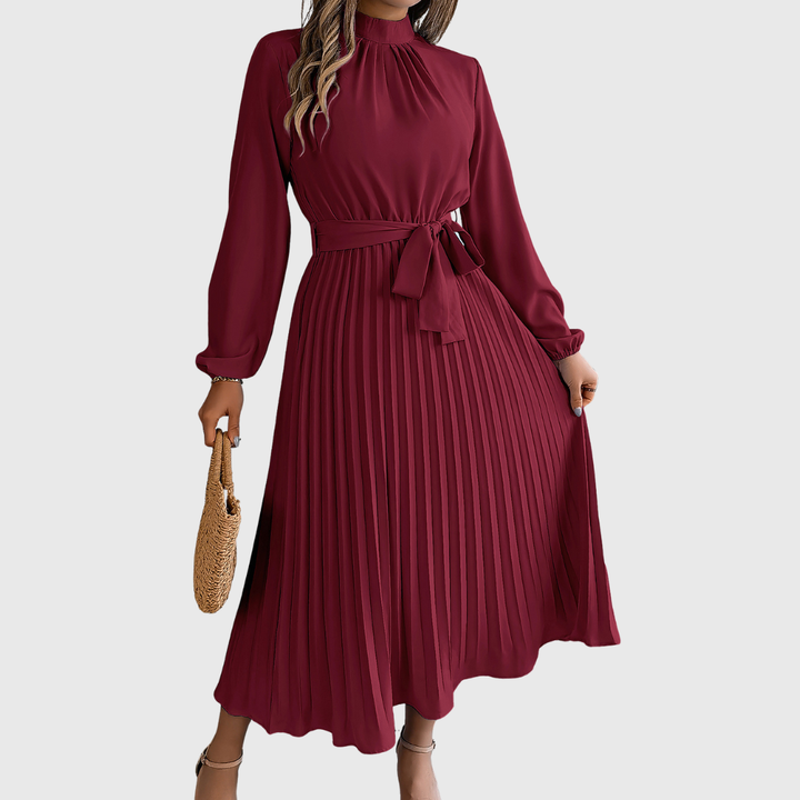 Nynke | Maxi Plissee Kleid mit Gürtel
