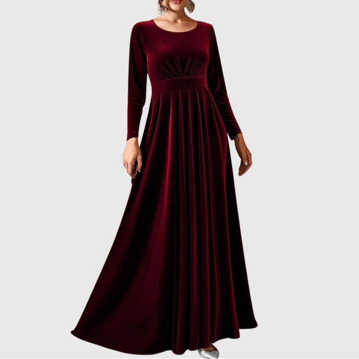 Tilda | Maxi Kleid aus Samt mit langen Ärmeln