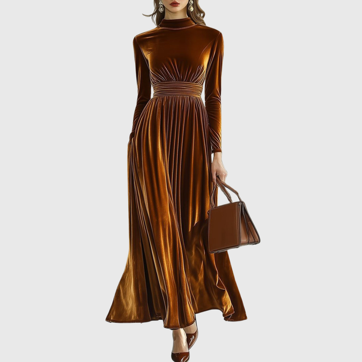 Mariska | Maxikleid aus Plissé-Velours