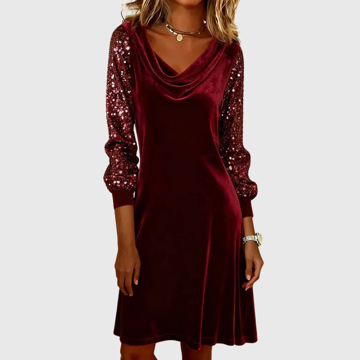 Sophie | Glänzendes Samtärmel Kleid