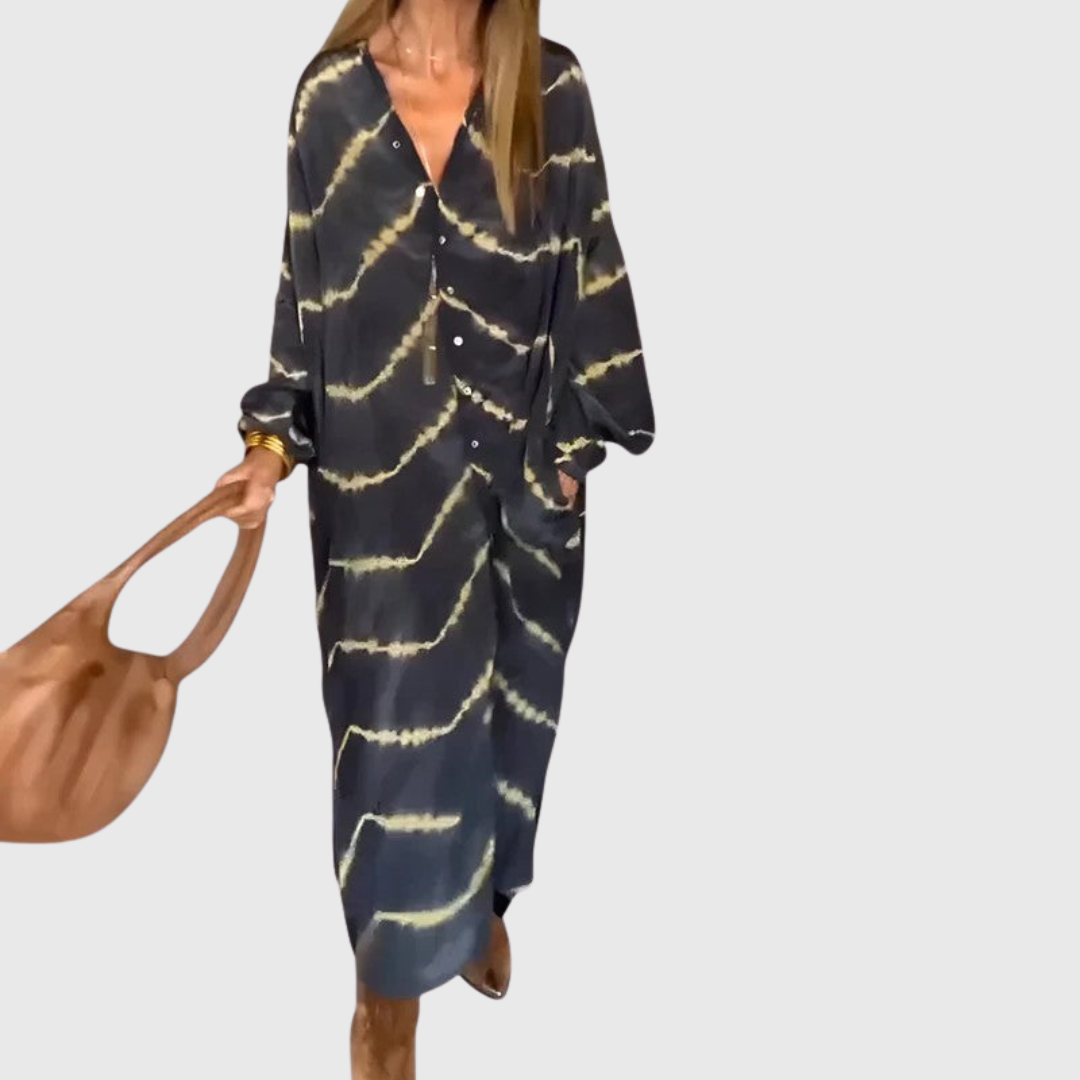 Manon | Elegante Boho Gestreifte Maxi Kleid