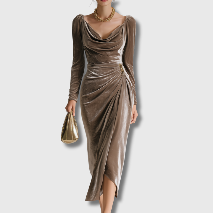 Sandra | Elegantes Midi-Kleid aus Samt