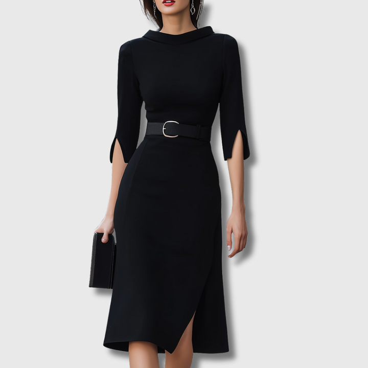 Isa | Midi Schwarzes Kleid