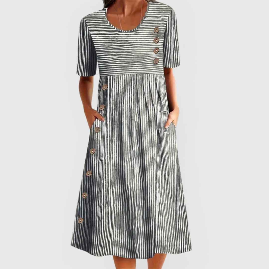 Wanda | Midi Gestreifte Kleid