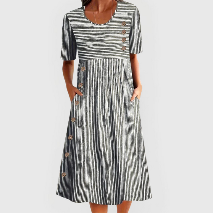 Wanda | Midi Gestreifte Kleid