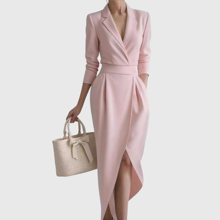 Silvia | Elegantes Midi Drapé Kleid