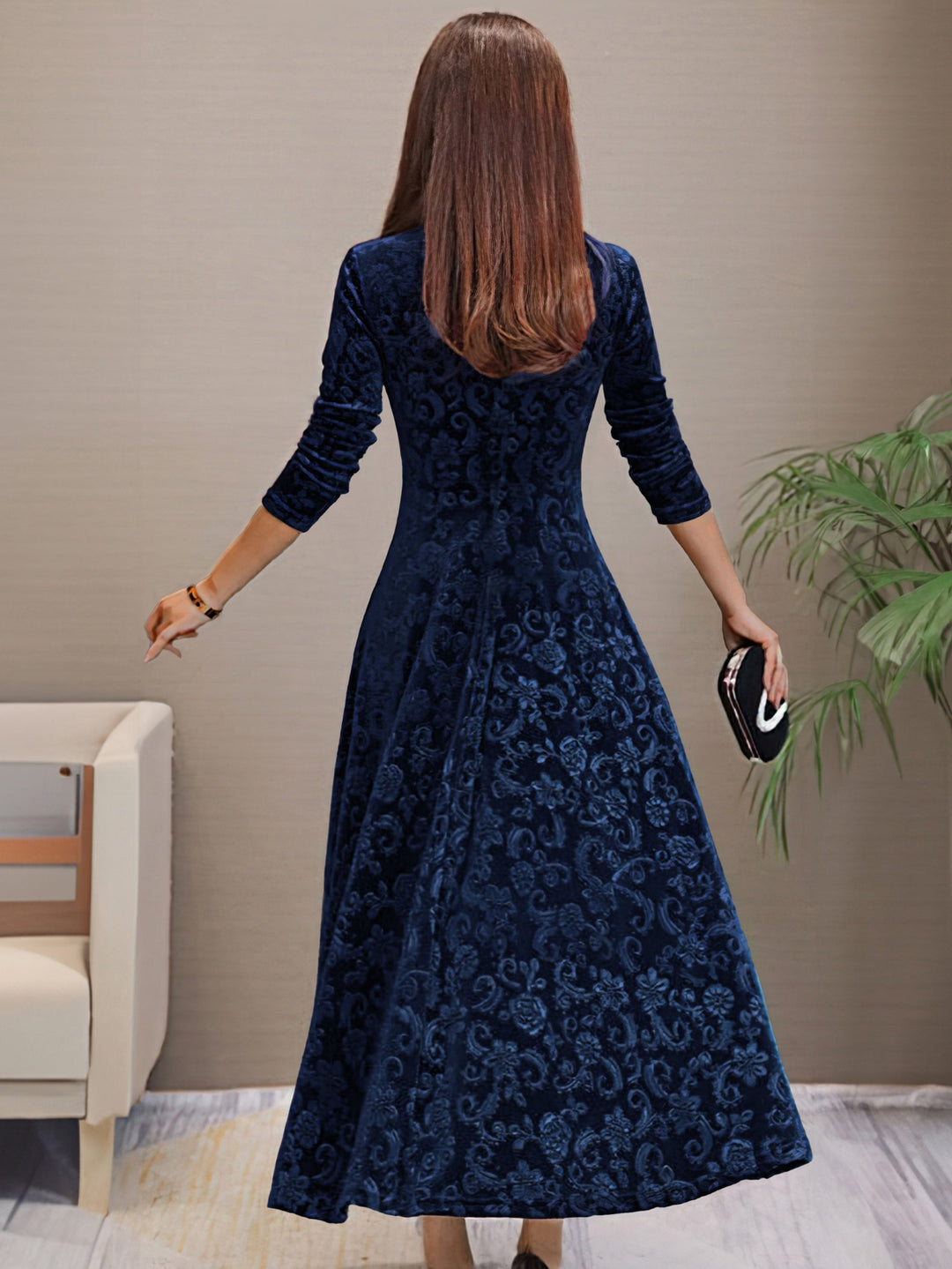 Carine | Elegantes Samtkleid für Feiertage