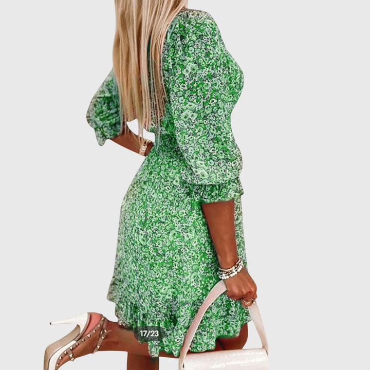 Nora | Blumen Puff Ärmel Kleid