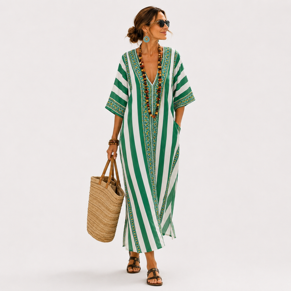 Caftan Zoé Groen Strepen