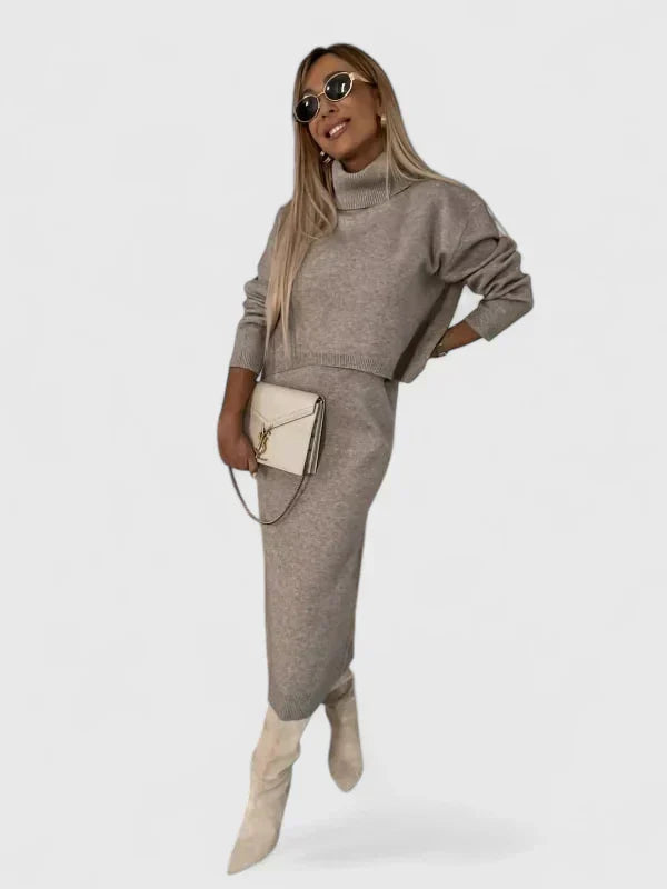 Tine | Elegantes Kleid und Rollkragenpullover-Set