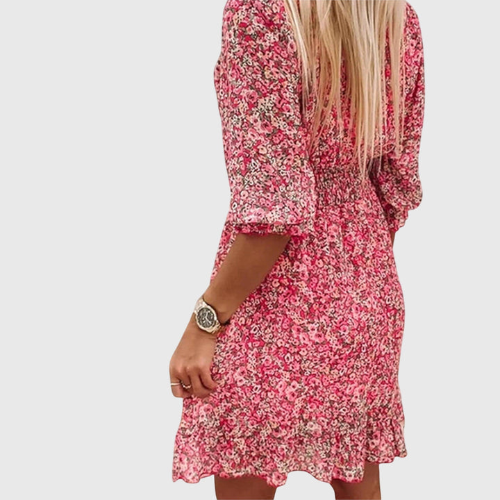 Nora | Blumen Puff Ärmel Kleid