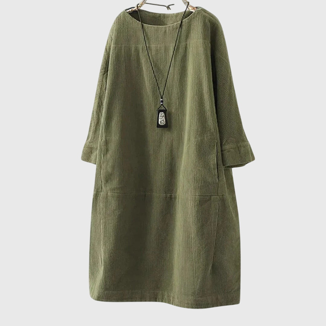 Jette | Midi Kleid aus Baumwollvelours