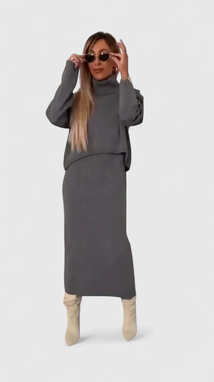 Tine | Elegantes Kleid und Rollkragenpullover-Set