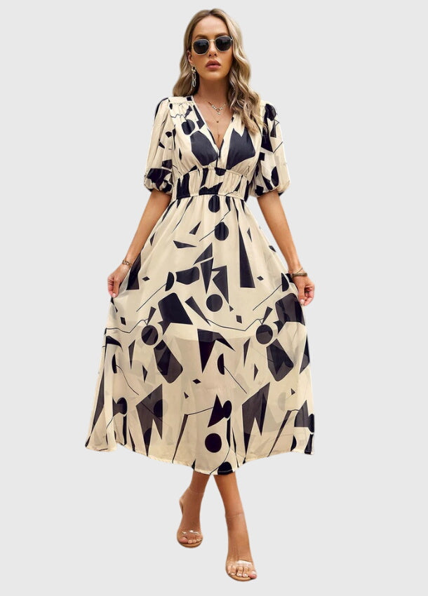 Olga | Flatternde Midi Blumenkleid