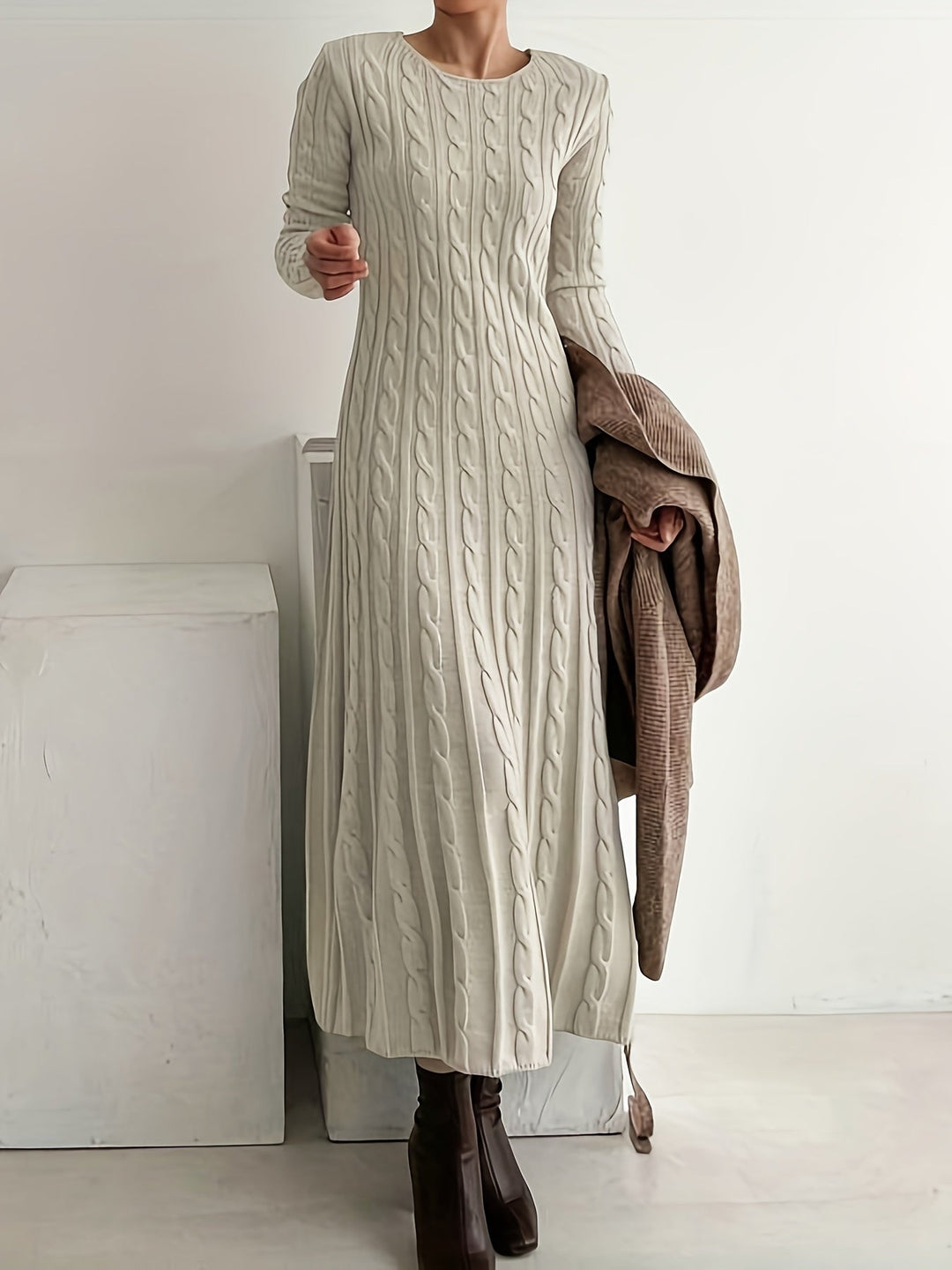 Sarah | Bequeme Maxi Kleid aus Kabelstrick