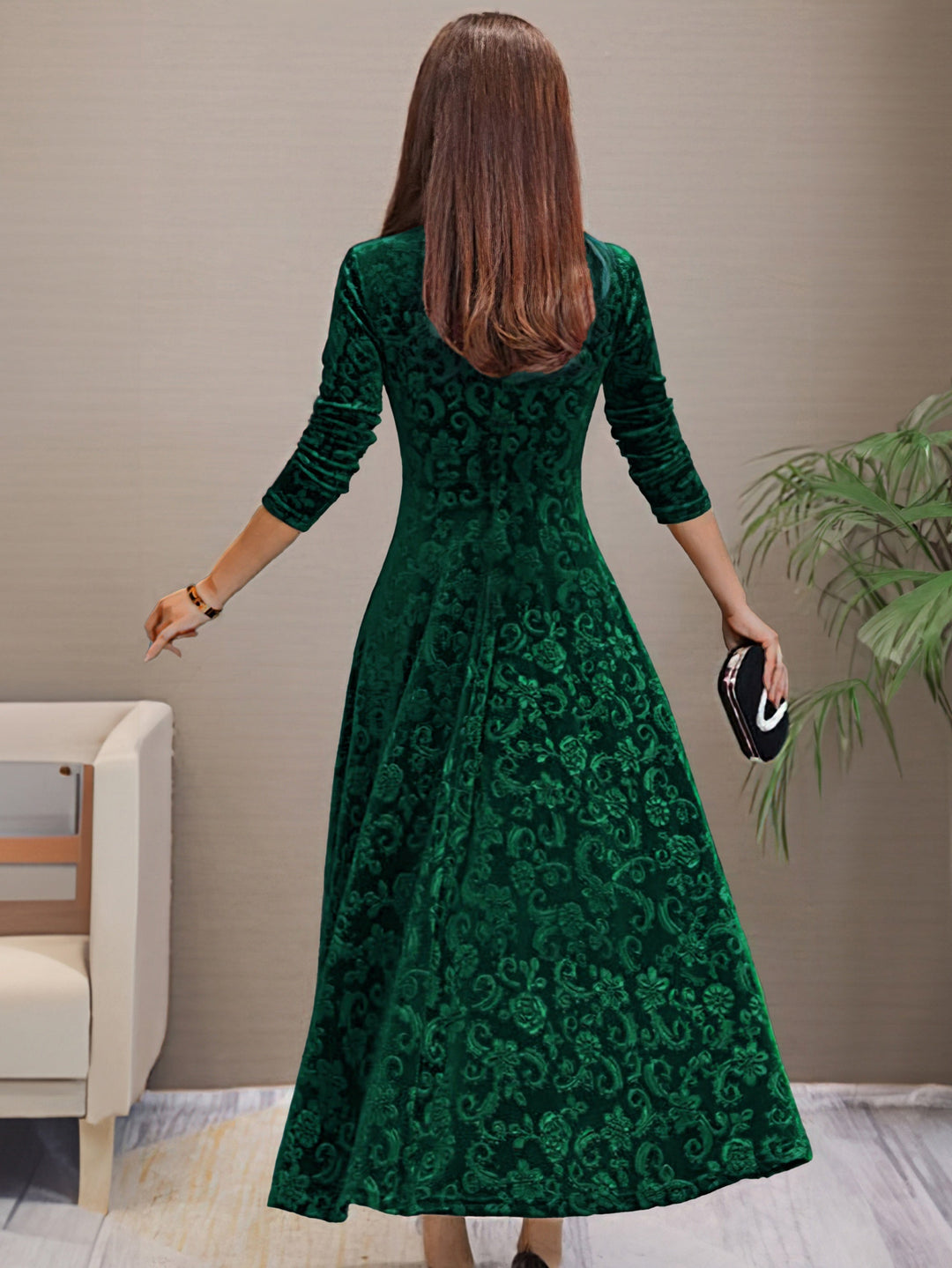 Carine | Elegantes Samtkleid für Feiertage