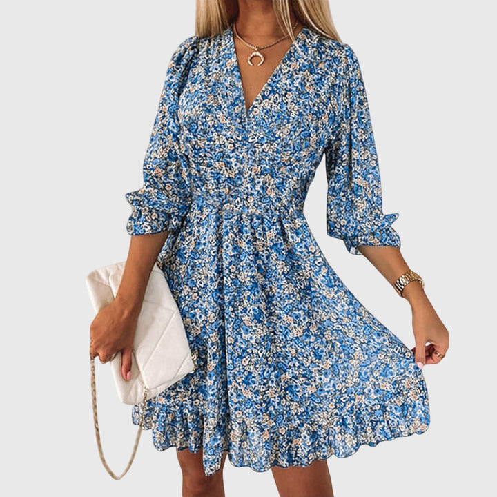 Nora | Blumen Puff Ärmel Kleid