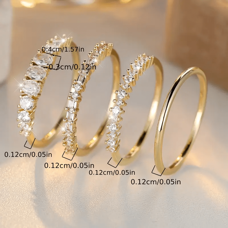 Stapelige Ringe aus 14k Gold mit Zirkonia