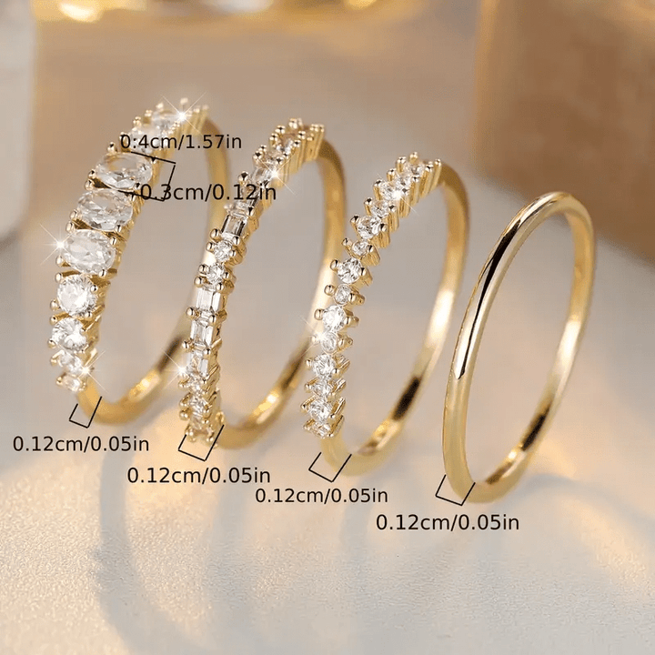 Stapelige Ringe aus 14k Gold mit Zirkonia