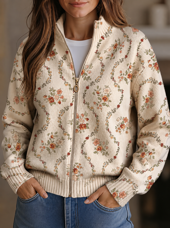 Danielle - Zarte Blumenranken Creme Druck
