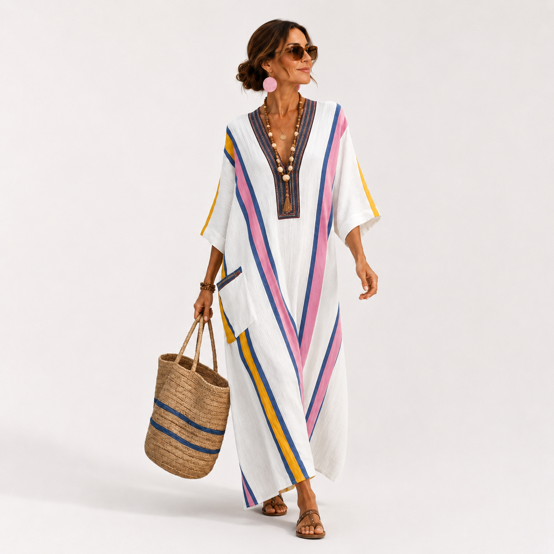 Caftan Sara Blanco Multicolor