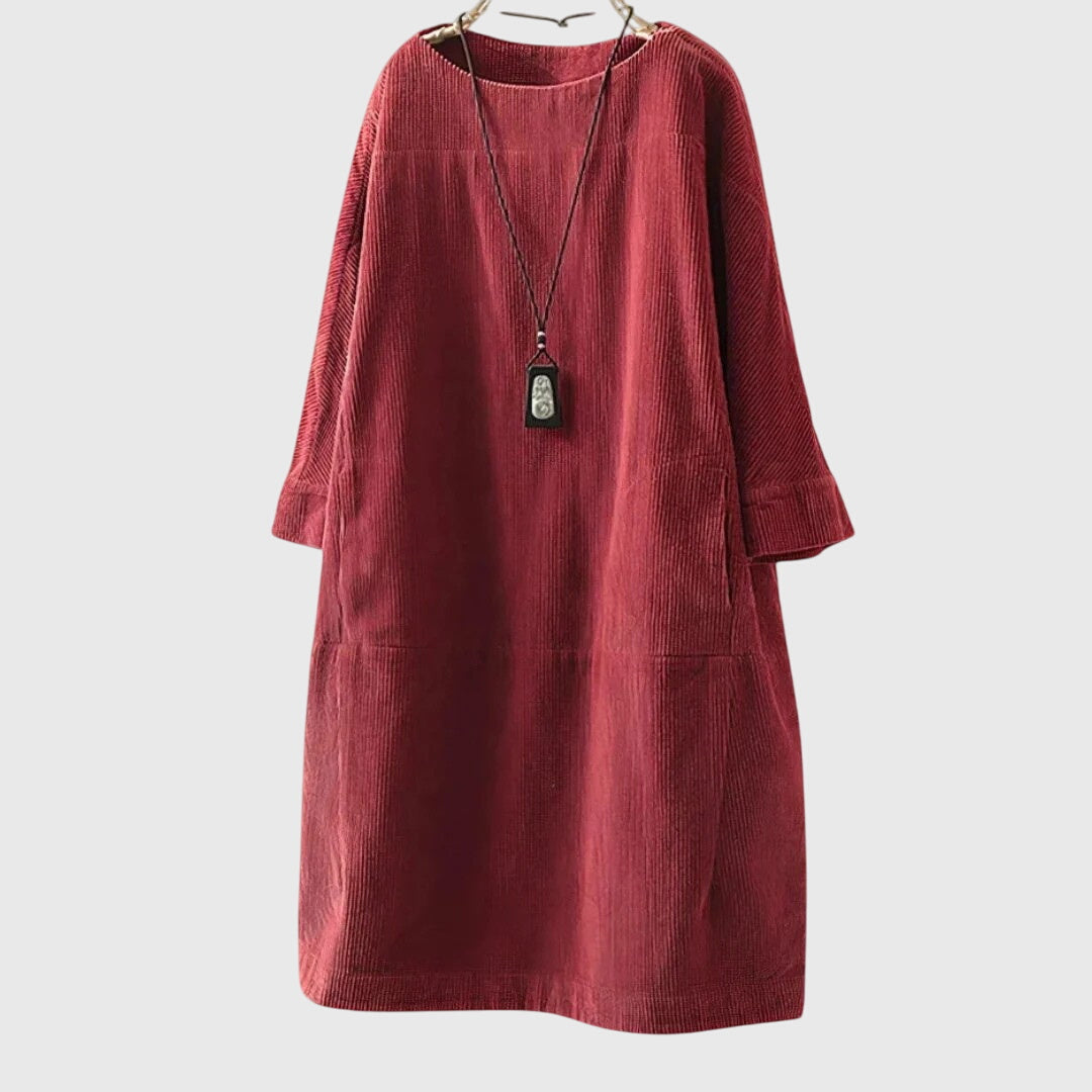Jette | Midi Kleid aus Baumwollvelours