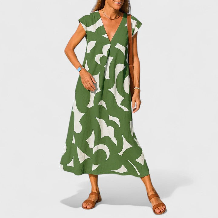 Lotte | V-Ausschnitt Schwebendes Kleid