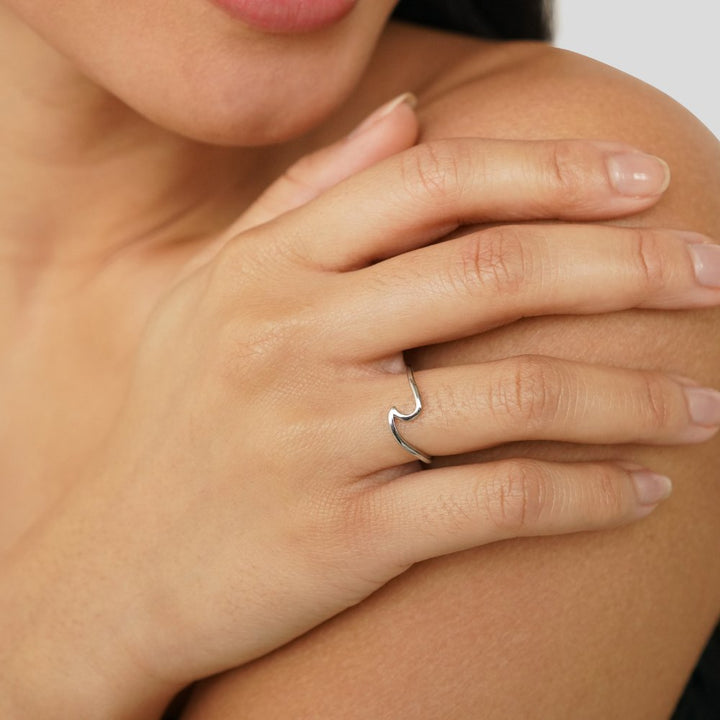 Wellenförmiger Silberner Imari Ring