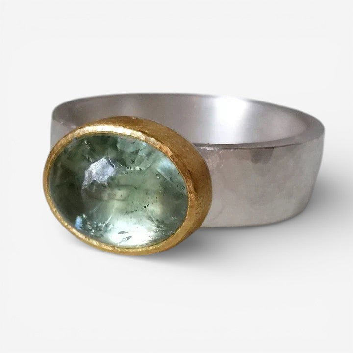Roos | Retro grüne Ring mit poliertem Stein