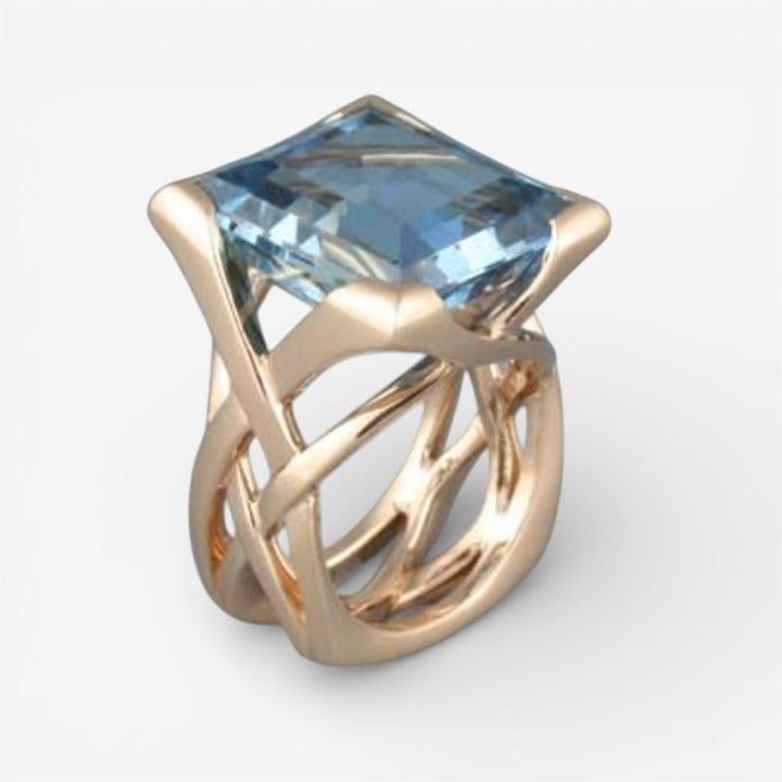 Roségoldene Ring mit Vintage Blauem Zirkonium