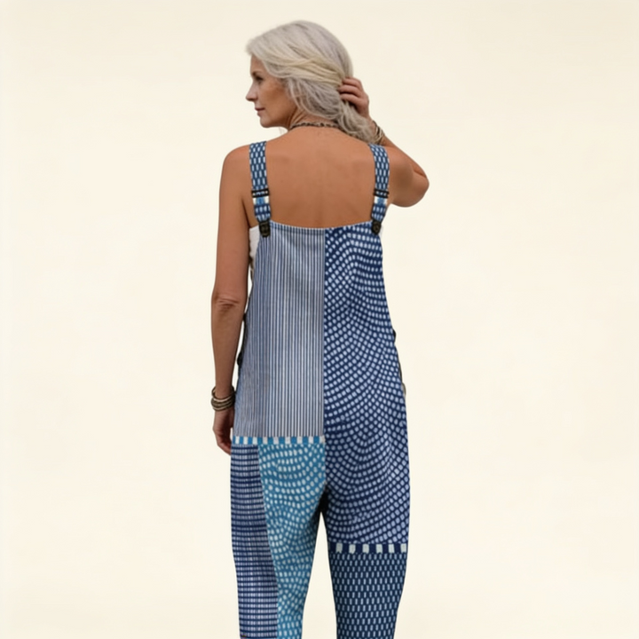 Hilde | grafisch blaues Patchwork mit schlanker Ausstrahlung