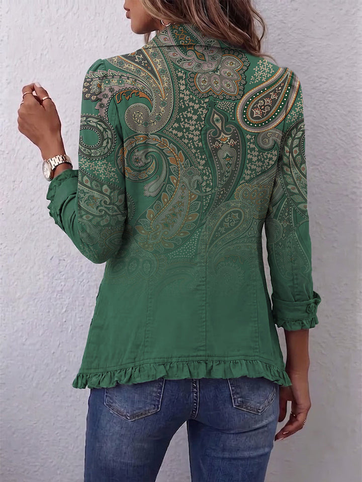 Colette | Bohemian Paisley Print Plissierter Mantel