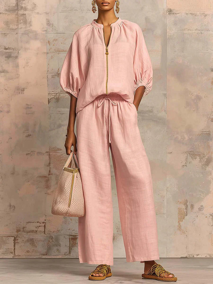 Henrietta | Zweiteiliges Outfit mit Bluse und lockerer Hose
