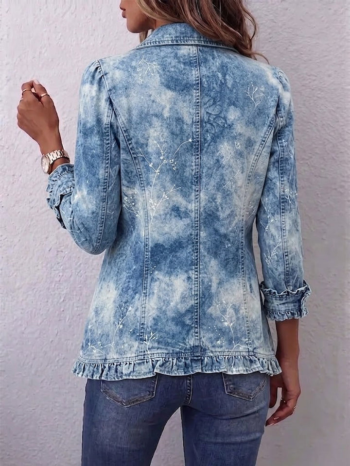 Michèle | Boho Gradient Vintage Botanischer Druck Rüschenjacke