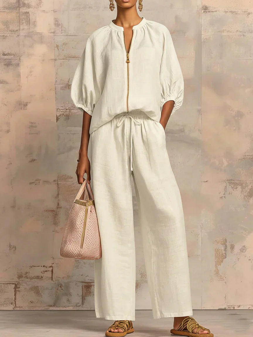 Henrietta | Zweiteiliges Outfit mit Bluse und lockerer Hose