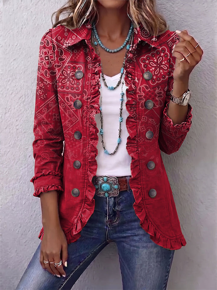 Paulette | Bohemian Paisley Ombré Print Plissierter Mantel